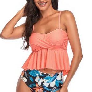 Flounce Floral Print High Waist Bikini